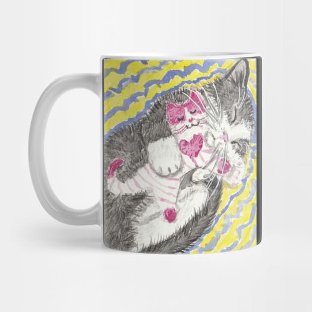 Sleeping kitten cat pink kitty toy by SamsArtworks